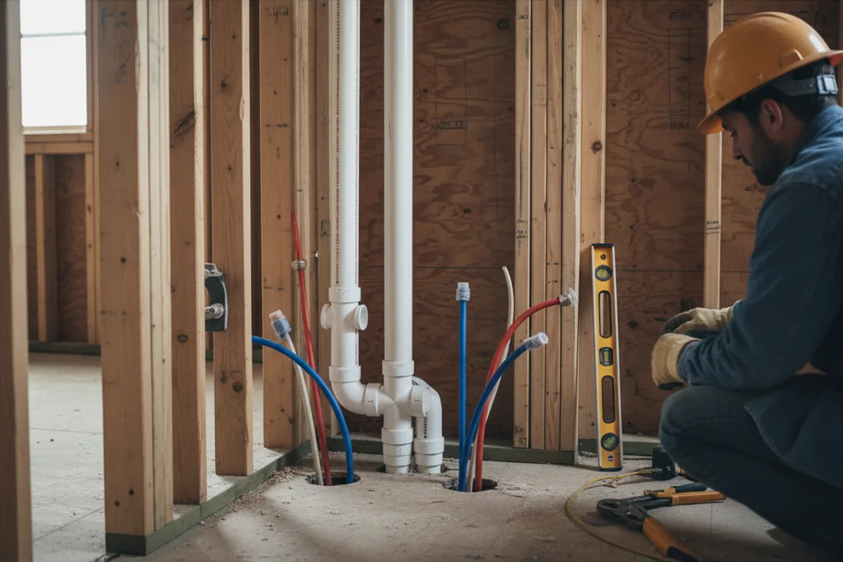 Drain and supply rough-in during Toilet Repair and Installation in Fork